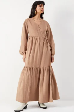 Dresses^Nasty Gal Baby Cord Wrap Midi Smock Dress |