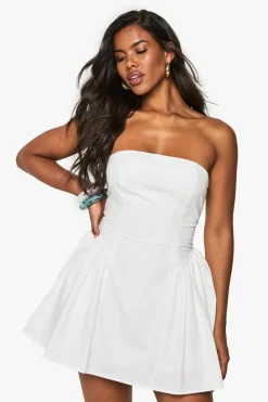 Dresses^Nasty Gal Bandeau Poplin Mini Skater Dress |