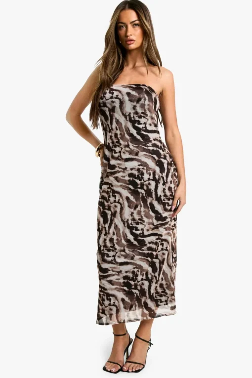 Dresses^Nasty Gal Bandeau Printed Mesh Midaxi Dress |