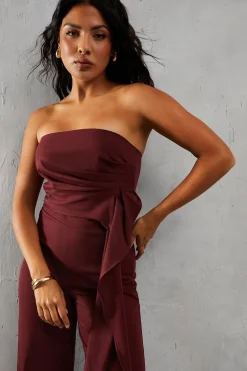 Jumpsuits|Jumpsuits^Nasty Gal Bandeau Ruched Draped Side Wide Leg Jumpsuit |