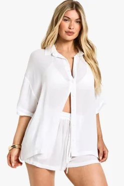 Shirts|Shirts^Nasty Gal Beachwear Essentials Short Sleeve Shirt |