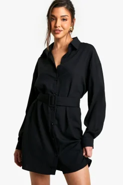 Dresses^Nasty Gal Belted Button-Down Long Sleeve Shirt Dress |