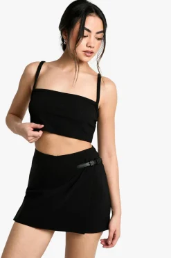 Shorts|Shorts^Nasty Gal Bengaline Buckle Detail Mini Skort |