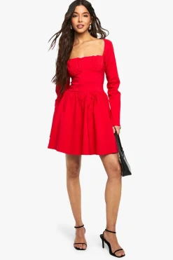 Dresses^Nasty Gal Bengaline Corset Long Sleeve Skater Dress |
