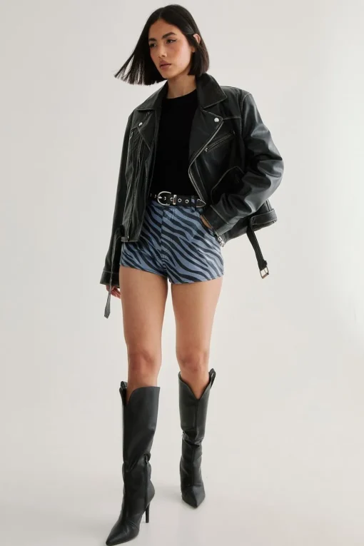 Shorts|Shorts^Nasty Gal Blue Zebra Cheeky Short |