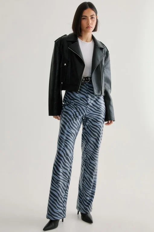 Pants^Nasty Gal Blue Zebra Faux Leather Pant |