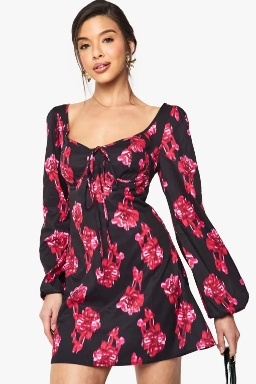 Dresses^Nasty Gal Blur Floral Milkmaid Mini Dress |