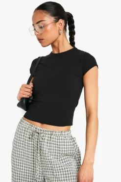 T-shirts|T-shirts^Nasty Gal Boohoo Basics Cap Sleeve Fitted Top |