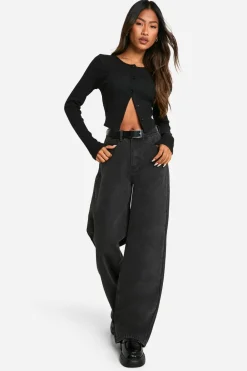 Jeans|Denim^Nasty Gal Boohoo Basics High Rise Wide Leg Jeans in Black |
