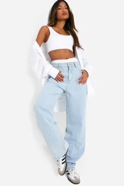 Jeans|Denim^Nasty Gal Boohoo Basics High Waisted Boyfriend Jeans |