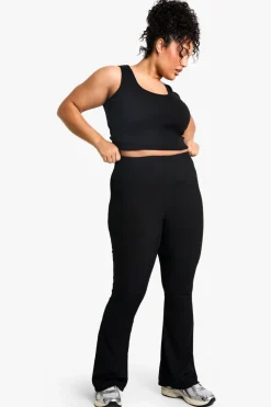 Pants^Nasty Gal Boohoo Basics Plus Ribbed High Waisted Flare Trousers |