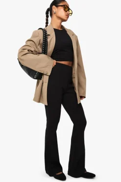 Pants^Nasty Gal Boohoo Basics Rib Flared Legging |