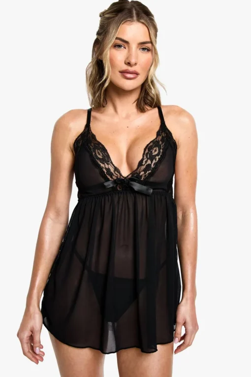 Lingerie^Nasty Gal Bow Front Babydoll |