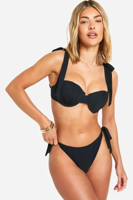 Bikinis|Swimwear^Nasty Gal Bridal Organza Tie Shoulder Underwired Bikini Top |