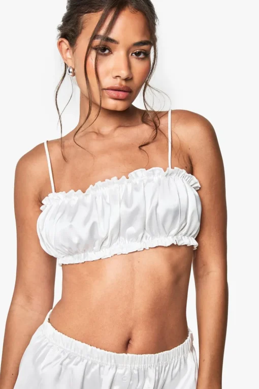 Sleepwear^Nasty Gal Bridal Satin Frill Pyjama Bralet Top |