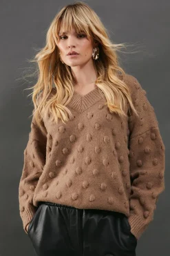 Knitwear^Nasty Gal Bubble Knit Slouchy V Neck Jumper |