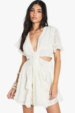 Dresses^Nasty Gal Burnout Floral Angel Sleeve Skater Dress |