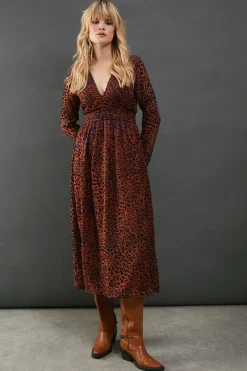 Animal Print|Dresses^Nasty Gal Burnout Leopard Velvet Plunge Neck Waisted Midi Dress |
