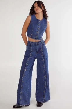 Jeans|Denim^Nasty Gal Button Front Wide Leg Jean |