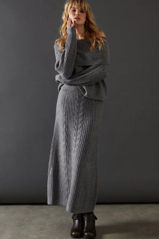 Skirts|Skirts^Nasty Gal Cable Front Knitted Maxi Skirt |