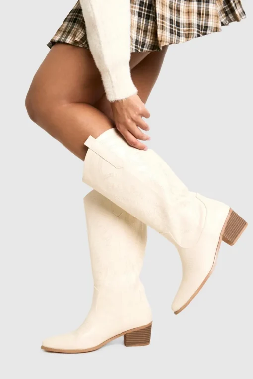 Cowgirl^Nasty Gal Calf Detail Embroidered Western Cowboy Boots |
