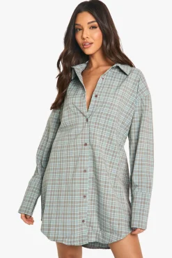 Dresses^Nasty Gal Check Cinched Waist Shirt Dress |