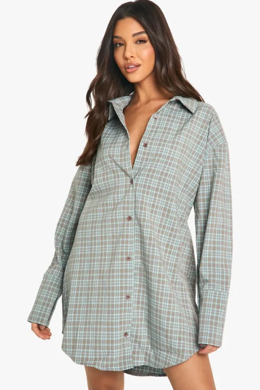 Dresses^Nasty Gal Check Cinched Waist Shirt Dress |