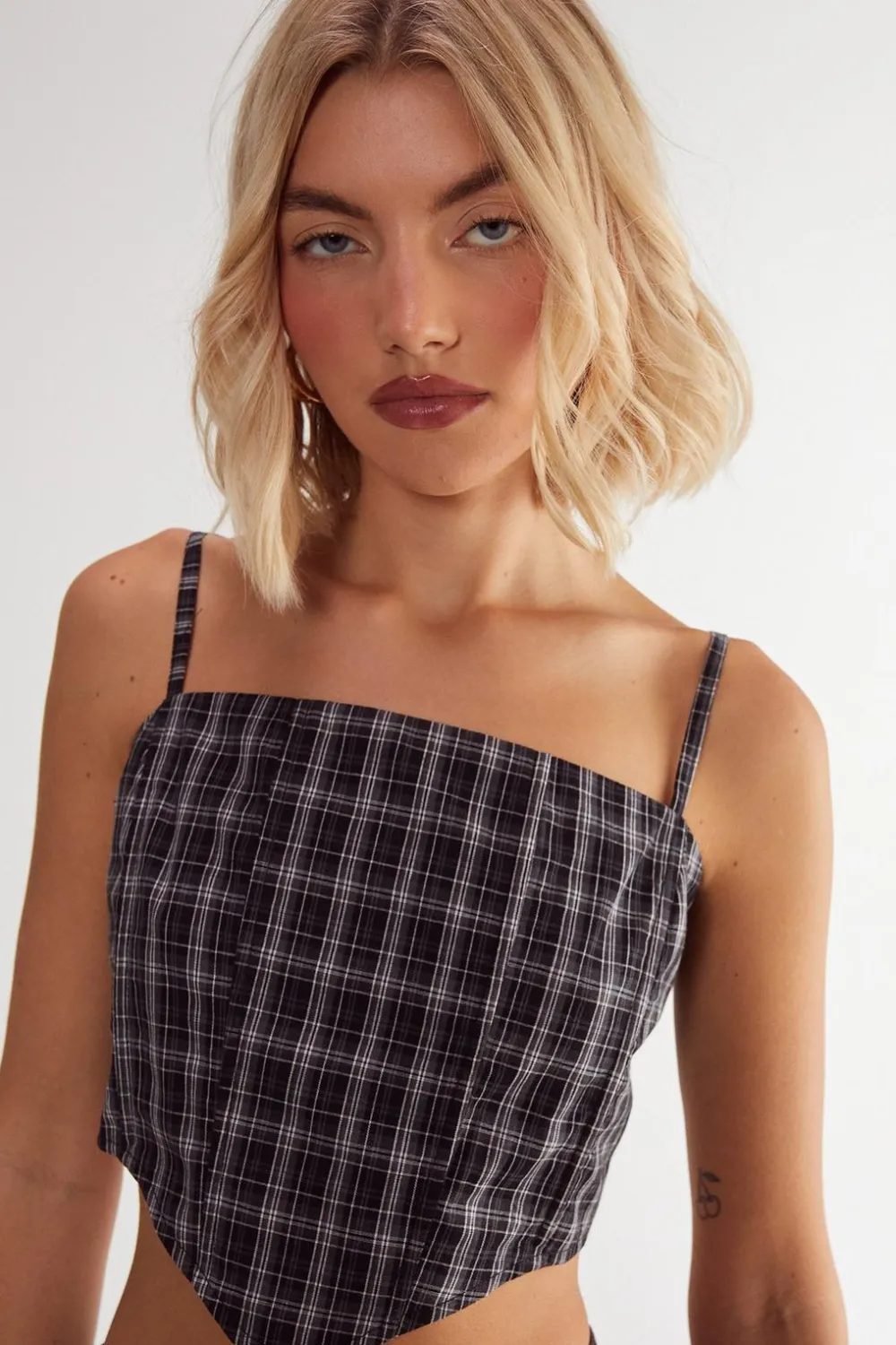 Corset Tops|Tops^Nasty Gal Check Corset Top |