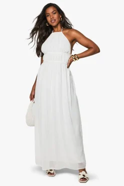 Dresses^Nasty Gal Chiffon Halterneck Ruched Maxi Dress |