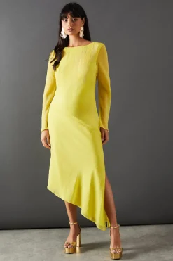 Dresses^Nasty Gal Chiffon One Sleeve Asymmetric Hem Midi Dress |