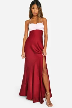 Dresses^Nasty Gal Contrast Satin Maxi Dress |