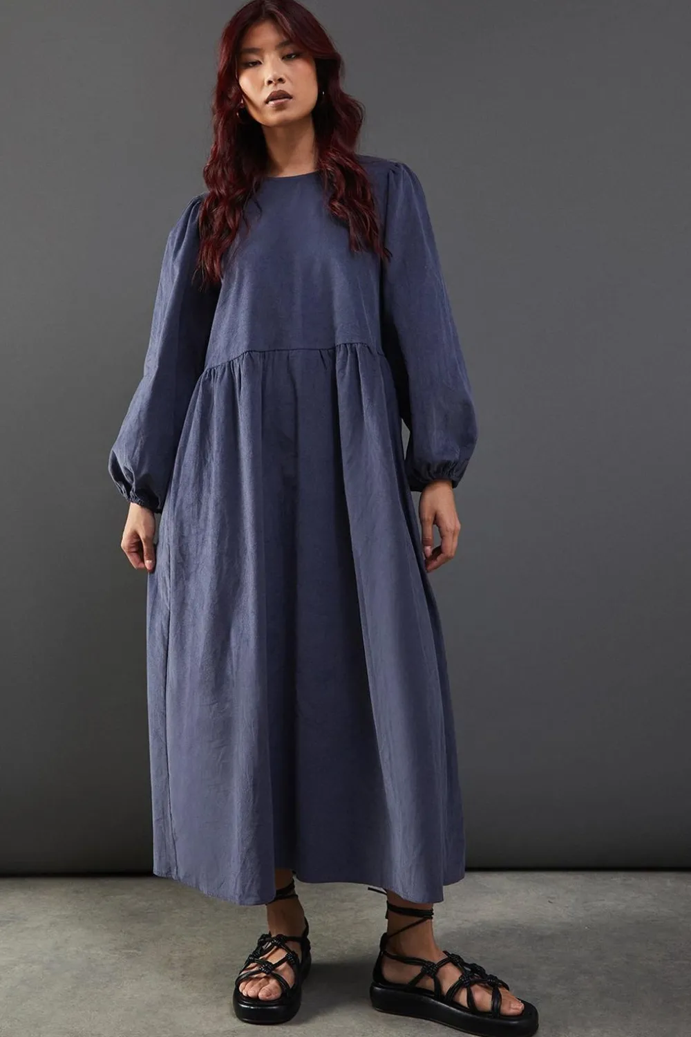 Dresses^Nasty Gal Cord Tie Back Smock Midi Dress |