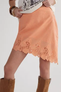 Skirts|Skirts^Nasty Gal Cotton Cutwork Embroidered Hem Asymmetric Mini Skirt |