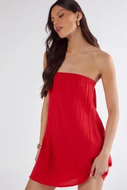 Mini Dresses|Dresses^Nasty Gal Cotton Gauze Bandeau Mini Dress |