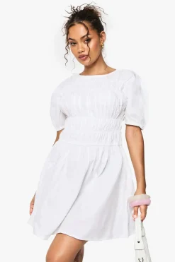 Dresses^Nasty Gal Cotton Poplin Shirred Mini Dress |