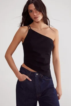 Cami Tops|Tops^Nasty Gal Cotton Twill Asym Neck Tailored Top |