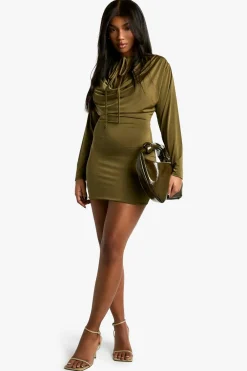 Dresses^Nasty Gal Cowl Strap Detail Long Sleeve Mini Dress |
