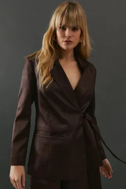 Blazers|Blazers^Nasty Gal Crackled Satin Tie Side Blazer |
