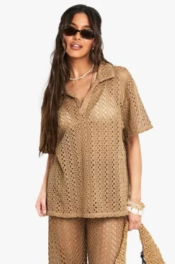 Crochet|Knitwear^Nasty Gal Crochet Overhead Beach Shirt |