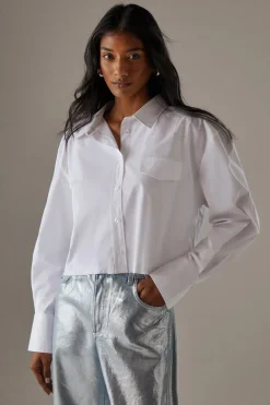 Tops^Nasty Gal Cropped Frayed Hem Shirt |