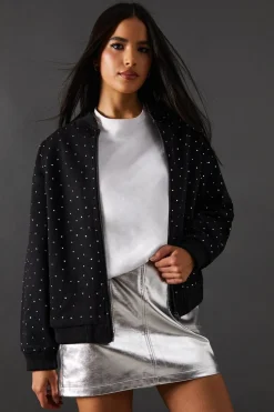 Jackets^Nasty Gal Denim All Over Hotfix Bomber Jacket |