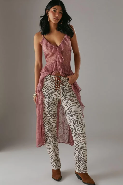 Jeans|Denim^Nasty Gal Denim Lace Up Straight Leg Jean |