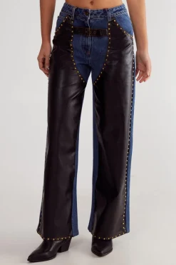 Jeans|Denim^Nasty Gal Denim Pu Mix Chaps |
