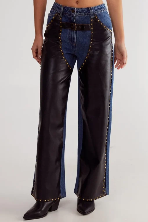 Jeans|Denim^Nasty Gal Denim Pu Mix Chaps |