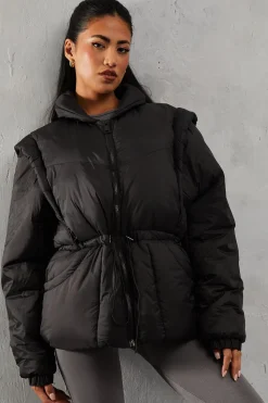 Coats^Nasty Gal Detachable Sleeve Two In One Puffer Coat |