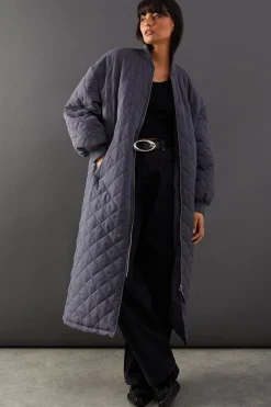 Jackets^Nasty Gal Diamond Quilted Padded Longline Coat |