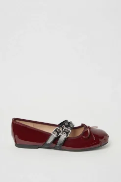 Flat Shoes^Nasty Gal Double Buckle Strap Patent Ballet Flat |