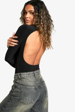 Tops^Nasty Gal Double Layer Open Back Long Sleeve Bodysuit |