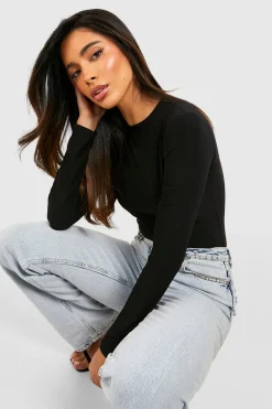 Tops^Nasty Gal Double Layer Slinky Long Sleeve Crew Neck Bodysuit |