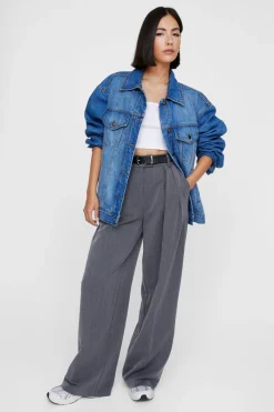 Suits & Tailoring|Suits & Tailoring^Nasty Gal Essentials Double Pleat Straight Leg Trouser |